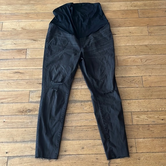 MADEWELL MATERNITY skinny jeans distressed look black rinse size 32 - Picture 2 of 6